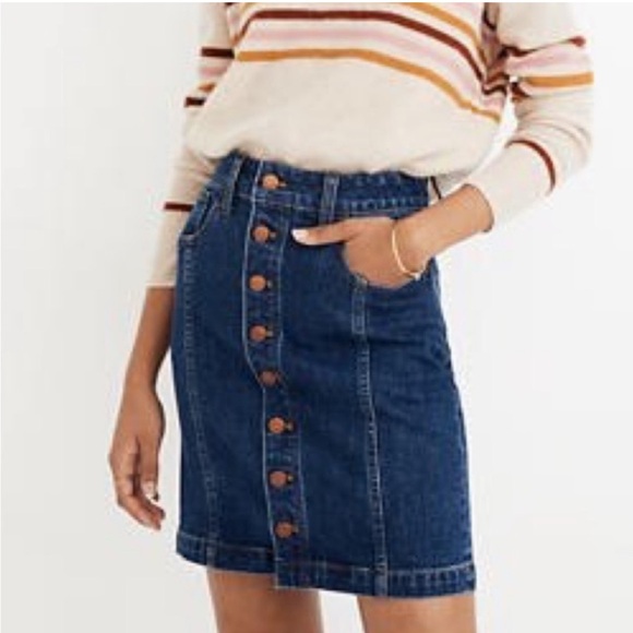 Madewell Denim Button Straight Mini Skirt 26/S - Picture 1 of 10